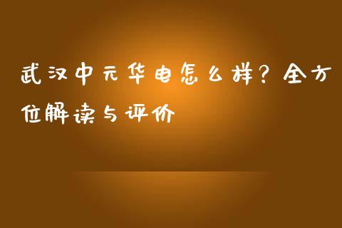 武汉中元华电怎么样？全方位解读与评价_https://m.lcpcjs.com_期货交易时间_第1张
