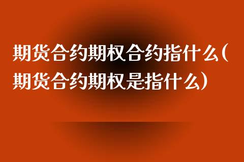 期货合约期权合约指什么(期货合约期权是指什么)_https://m.lcpcjs.com_恒指期货保证金_第1张