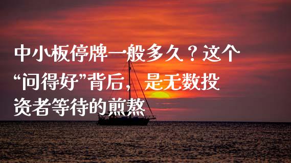中小板停牌一般多久？这个“问得好”背后，是无数投资者等待的煎熬_https://m.lcpcjs.com_期货交易时间_第1张
