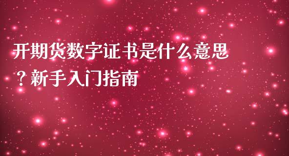 开期货数字证书是什么意思?新手入门指南_恒指期货保证金_第1张_白银期货保证金_期货交易_恒指期货保证金_期货交易时间 开期货数字证书是什么意思?新手入门指南_https://m.lcpcjs.com_恒指期货保证金_第1张