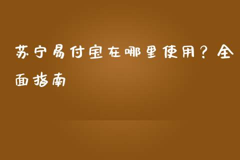 苏宁易付宝在哪里使用？全面指南_https://m.lcpcjs.com_白银期货保证金_第1张